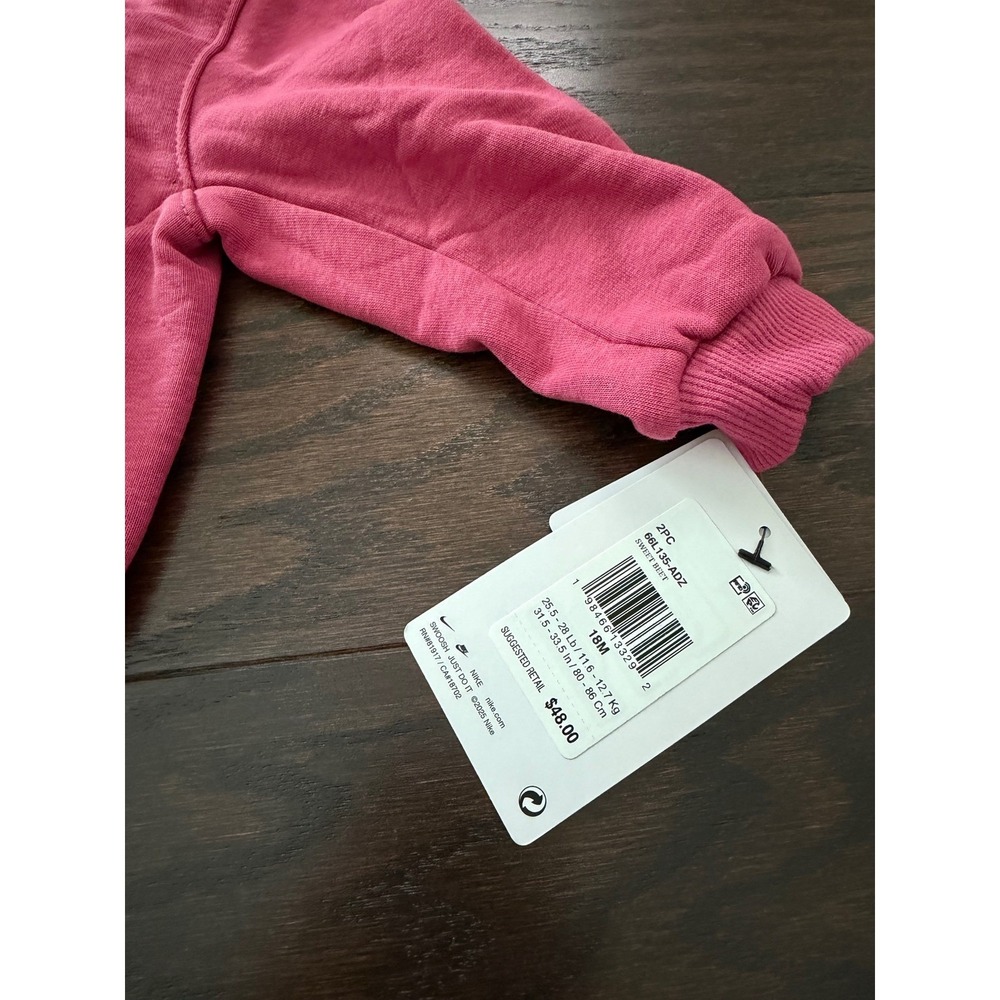 Nike Toddler Girls Pink Fleece Hoodie and Joggers 2-Piece Set 18M L135-ADZ 425 - Picture 10 of 11
